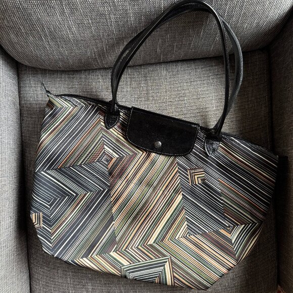 Longchamp Le Pilage Op Art Large Tote in Green - Picture 1 of 4